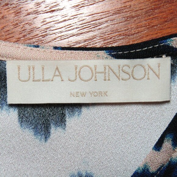 Ulla Johnson Lilliana Blouse Womens Size 10 Cream Nimbus Blue Bishop Sleeve Top - Picture 7 of 9